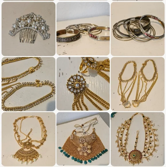 Large Lot, Indian Bollywood Style Gold Tone Bridal Jewelry Necklaces Earrings - Picture 2 of 12